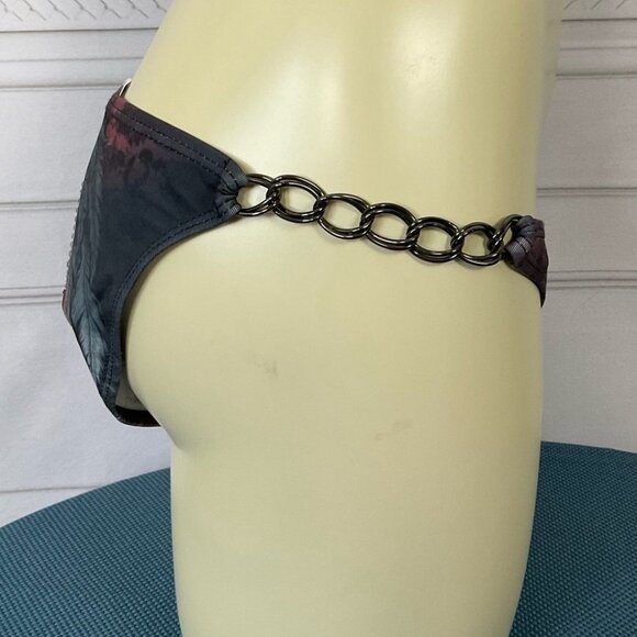 Sinful By Affliction Cedar Chain Bikini Bottom Red & Grey Wings Rhinestones Lg - Picture 5 of 5